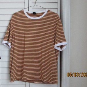 Shein Striped white and brown shirt